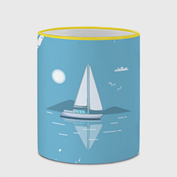 Кружка 3D ОДИНОКИЙ ПАРУСНИК SAILBOAT Z, цвет: 3D-желтый кант — фото 2