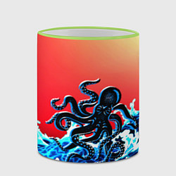 Кружка 3D Кракен в Море Градиент, цвет: 3D-светло-зеленый кант — фото 2