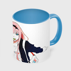Кружка 3D Zero Two, Darling in the Franx, цвет: 3D-белый + небесно-голубой
