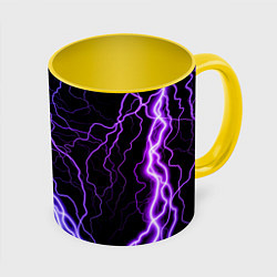 Кружка 3D НЕОНОВАЯ МОЛНИЯ ГРОЗА, цвет: 3D-белый + желтый