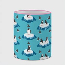 Кружка 3D Пингвины, цвет: 3D-розовый кант — фото 2