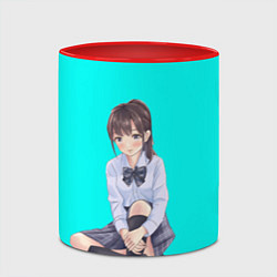 Кружка 3D Anime girl, цвет: 3D-белый + красный — фото 2