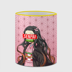 Кружка 3D SENPAI NEZUKO НЕЗУКО ПАТТЕРН, цвет: 3D-желтый кант — фото 2