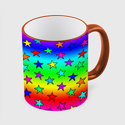 Кружка 3D Радужные звезды, цвет: 3D-оранжевый кант