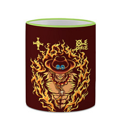 Кружка 3D One Piece Портгас Д Эйс в огне, цвет: 3D-светло-зеленый кант — фото 2