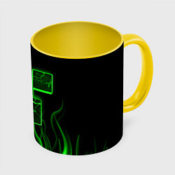 Кружка 3D MINECRAFT TEXTURE FIRE, цвет: 3D-белый + желтый