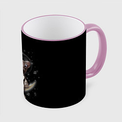 Кружка 3D КОТИК НА ЛУНЕ, цвет: 3D-розовый кант