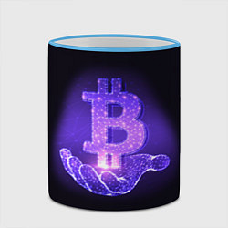 Кружка 3D BITCOIN IN HAND БИТКОИН, цвет: 3D-небесно-голубой кант — фото 2