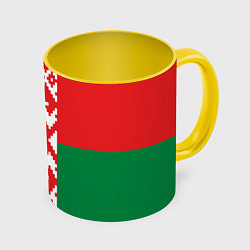Кружка 3D Белоруссия, цвет: 3D-белый + желтый