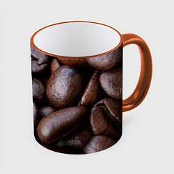 Кружка 3D Кофейные зёрна, цвет: 3D-оранжевый кант