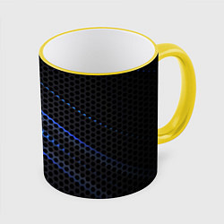 Кружка 3D СТАЛЬНАЯ СЕТКА НЕОН STEEL MESH NEON, цвет: 3D-желтый кант