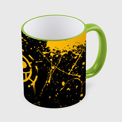 Кружка 3D ONE PIECE PIRATES ВАН ПИС ПИРАТЫ ЖЁЛТЫЙ, цвет: 3D-светло-зеленый кант