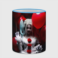 Кружка 3D Плохая девочка с красными шарами, цвет: 3D-небесно-голубой кант — фото 2