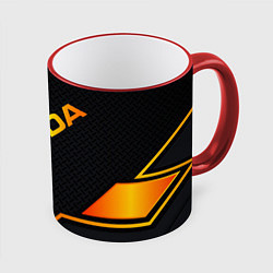 Кружка 3D Skoda Gold Шкода, цвет: 3D-красный кант