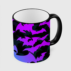 Кружка 3D ЛЕТУЧИЕ МЫШИ ХЕЛЛОУИН НЕОН HALLOWEEN NEON, цвет: 3D-черный кант