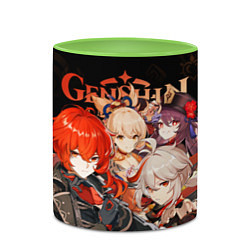 Кружка 3D Genshin Impact: Дилюк, Кадзуха, Ёимия, Ху Тао, цвет: 3D-белый + светло-зеленый — фото 2