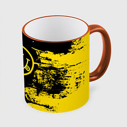 Кружка 3D Нирвана Гранж Nirvana Smile, цвет: 3D-оранжевый кант