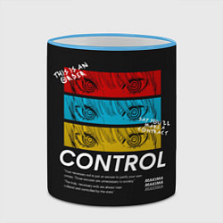 Кружка 3D Макима следит за тобой Человек бензопила, цвет: 3D-небесно-голубой кант — фото 2