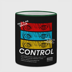 Кружка 3D Макима следит за тобой Человек бензопила, цвет: 3D-зеленый кант — фото 2