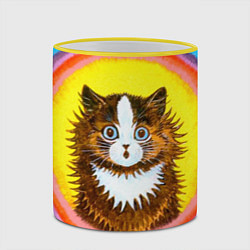 Кружка 3D Радужный кот Луиса Уэйна, цвет: 3D-желтый кант — фото 2