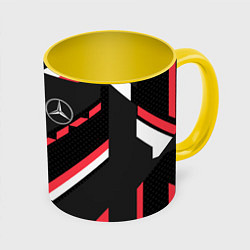 Кружка 3D MERCEDES-BENZ AMG GEOMETRY STRIPES RED, цвет: 3D-белый + желтый