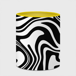 Кружка 3D Черно-белые полосы Black and white stripes, цвет: 3D-белый + желтый — фото 2