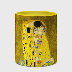 Кружка 3D Влюблённые поцелуй художник Климт, цвет: 3D-белый + желтый — фото 2