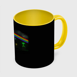 Кружка 3D ПИНК ФЛОЙД PINK FLOYD LOGO, цвет: 3D-белый + желтый