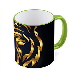 Кружка 3D Золотой символ года Тигр, цвет: 3D-светло-зеленый кант