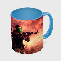 Кружка 3D Выживальщики, цвет: 3D-белый + небесно-голубой