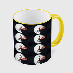 Кружка 3D Лунная девушка, цвет: 3D-желтый кант