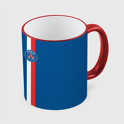 Кружка 3D PSG SPORT STRIPES UNIFORM, цвет: 3D-красный кант