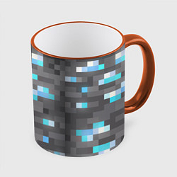 Кружка 3D АЛМАЗНАЯ РУДА DIAMOND ORE MINCRAFT, цвет: 3D-оранжевый кант