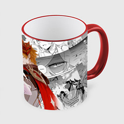 Кружка 3D Люмин и Тарталья на фоне манги, цвет: 3D-красный кант