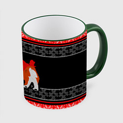 Кружка 3D Новогодний корги Новый Год, цвет: 3D-зеленый кант