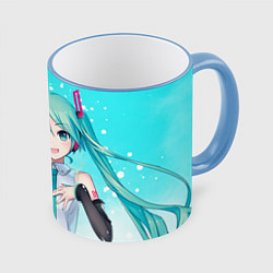Кружка 3D Hatsune Miku, Мику Хацунэ, цвет: 3D-небесно-голубой кант