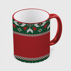 Кружка цветная Knitted Christmas Pattern