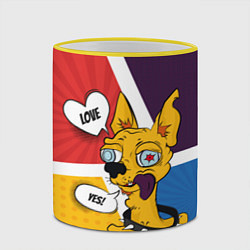 Кружка 3D Comics Пес Dog Love Yes, цвет: 3D-желтый кант — фото 2