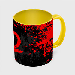 Кружка 3D GOD OF WAR LOGO RED, БРЫЗГИ КРАСОК, цвет: 3D-белый + желтый
