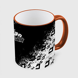Кружка 3D JOJOS BIZARRE ADVENTURE БРЫЗГИ КРАСОК СИМВОЛЫ, цвет: 3D-оранжевый кант