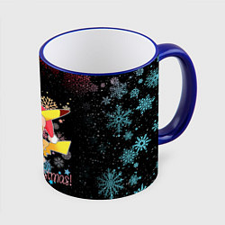 Кружка 3D MERRY CHRISTMAS ПИКАЧУ 2022 ПОКЕМОНЫ, цвет: 3D-синий кант