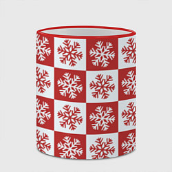 Кружка 3D Шахматные Снежинки, цвет: 3D-красный кант — фото 2