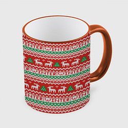 Кружка 3D Deer Christmas Pattern, цвет: 3D-оранжевый кант