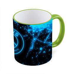 Кружка 3D PSG NEON STYLE SPORT ПСГ НЕОН, цвет: 3D-светло-зеленый кант