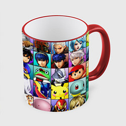 Кружка 3D SUPER SMASH ALL HEROES СУПЕР СМАШ БРОС, цвет: 3D-красный кант