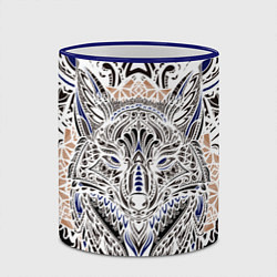 Кружка 3D БЕЛАЯ ЭТНИЧЕСКА ЛИСА WHITE FOX, цвет: 3D-синий кант — фото 2
