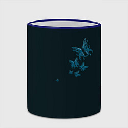 Кружка 3D Стая неоновых бабочек, цвет: 3D-синий кант — фото 2