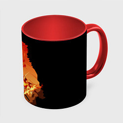 Кружка 3D Ренгоку Кенджуро пылай клинок демонов, цвет: 3D-белый + красный