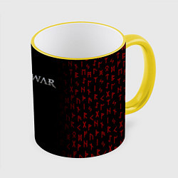Кружка 3D GOD OF WAR LOGO, РУНЫ, цвет: 3D-желтый кант