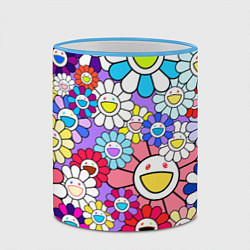 Кружка 3D Цветы Takashi Murakami, цвет: 3D-небесно-голубой кант — фото 2